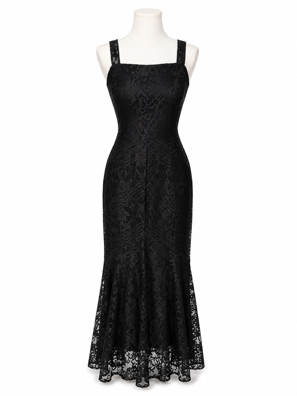 Onyx Nite Black Lace Mermaid Maxi Dress